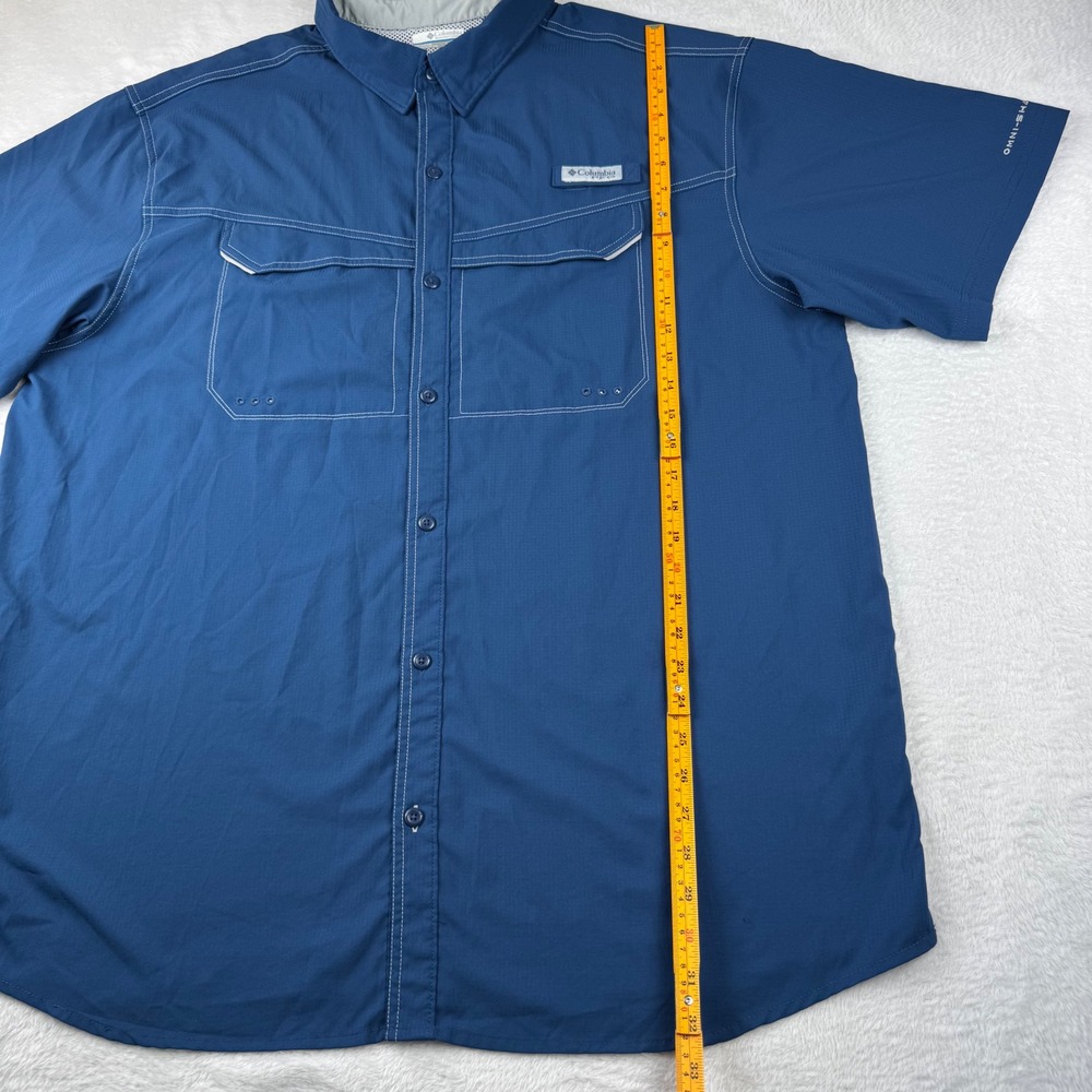 Columbia PFG Fishing Shirt Mens XXL Blue Short Sleeve Ventilated Omni-Shade - Picture 6 of 14